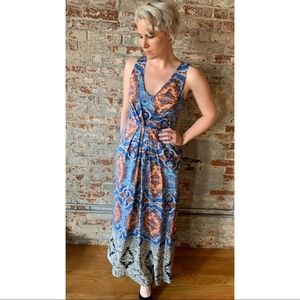 Anthropologie Maeve Silk Paisley Maxi dress